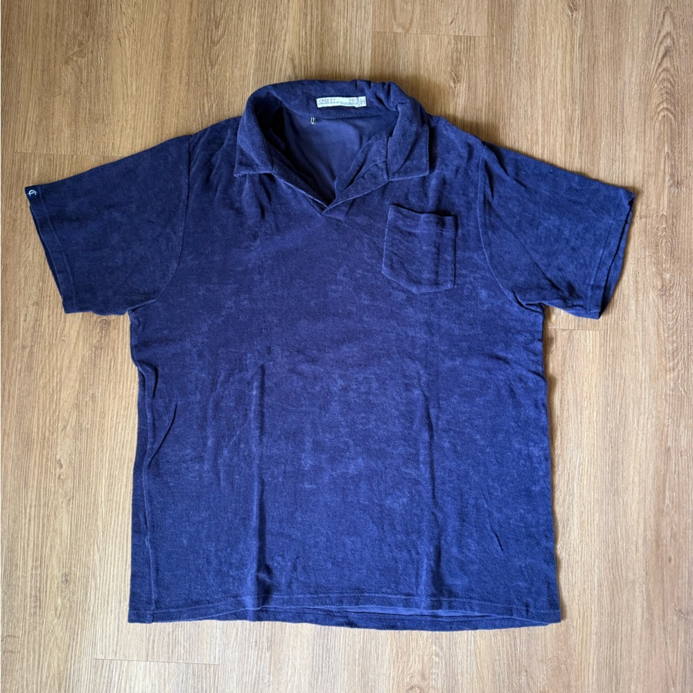 Criquet Navy Short-Sleeve Polo with Chest Pocket